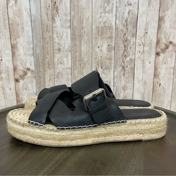 Marc Fisher Black Venita Buckle Espadrille Slide Sandal Size 10 Women - Picture 4 of 11